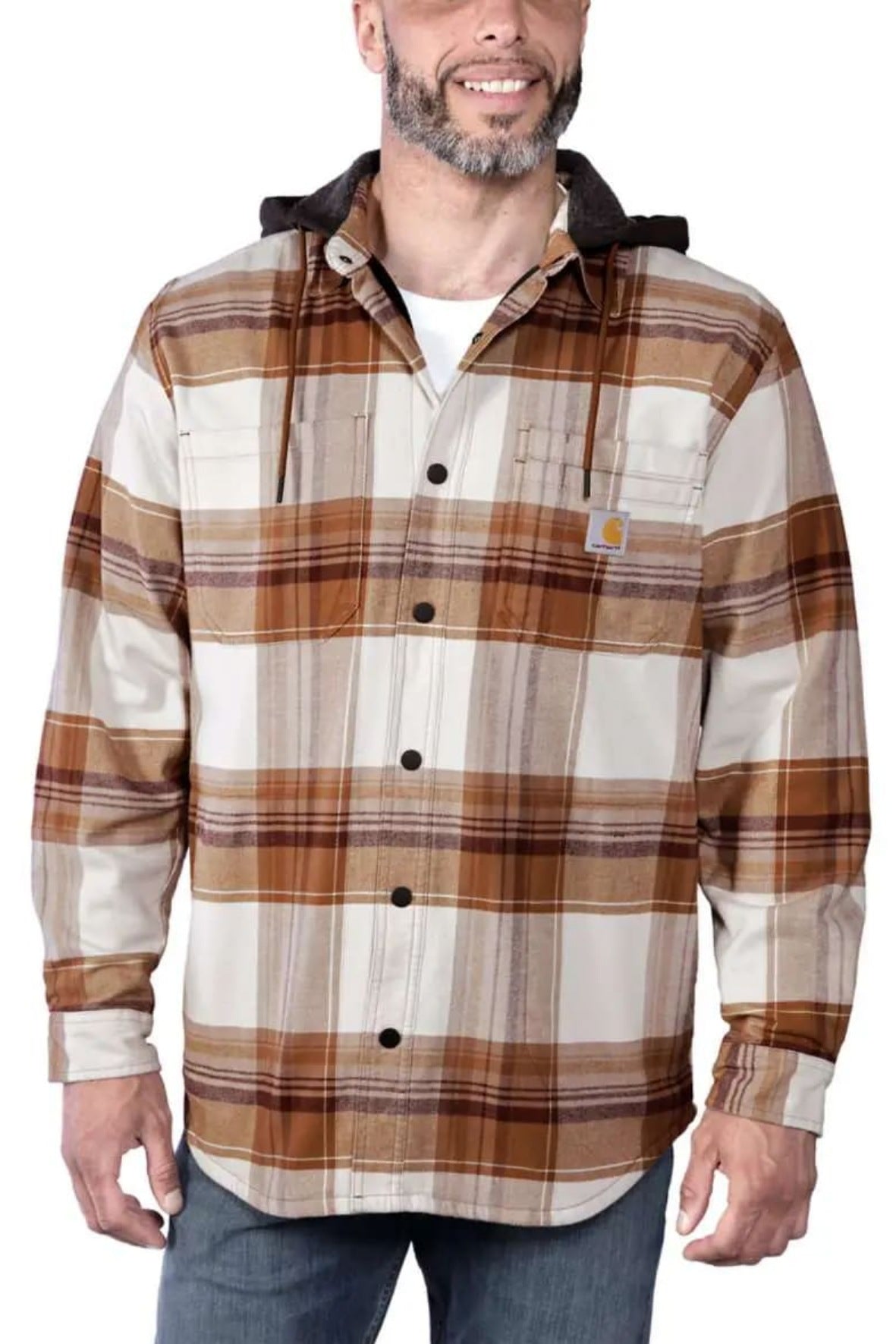 חולצת קפוצ'ון פלאנל - חום CARHARTT