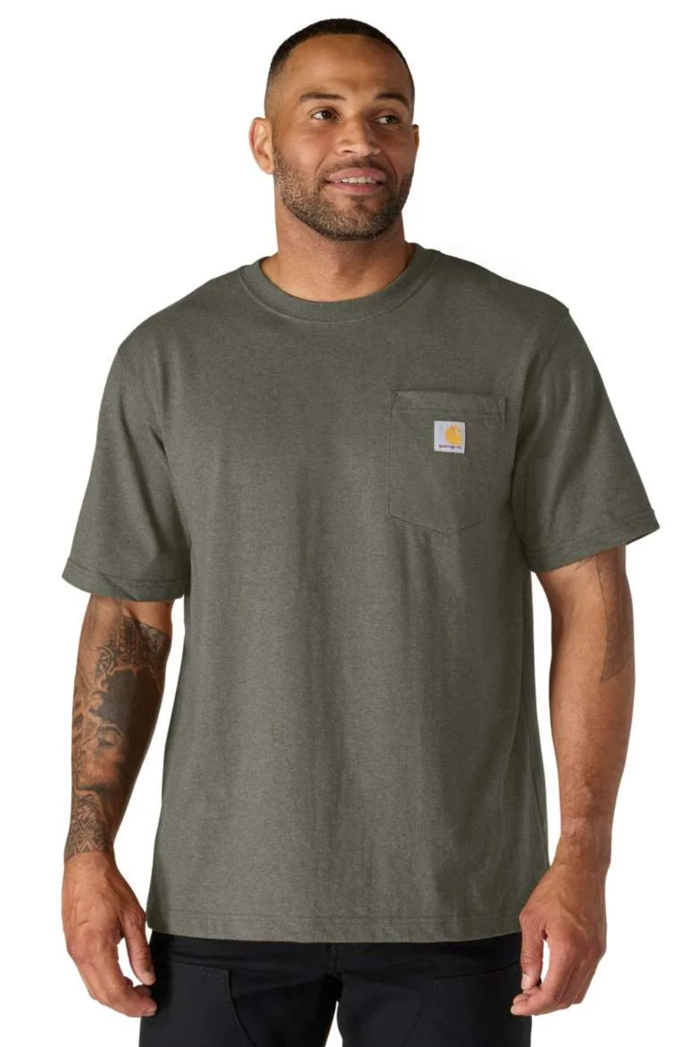 טישירט עם כיס ולוגו - זית CARHARTT