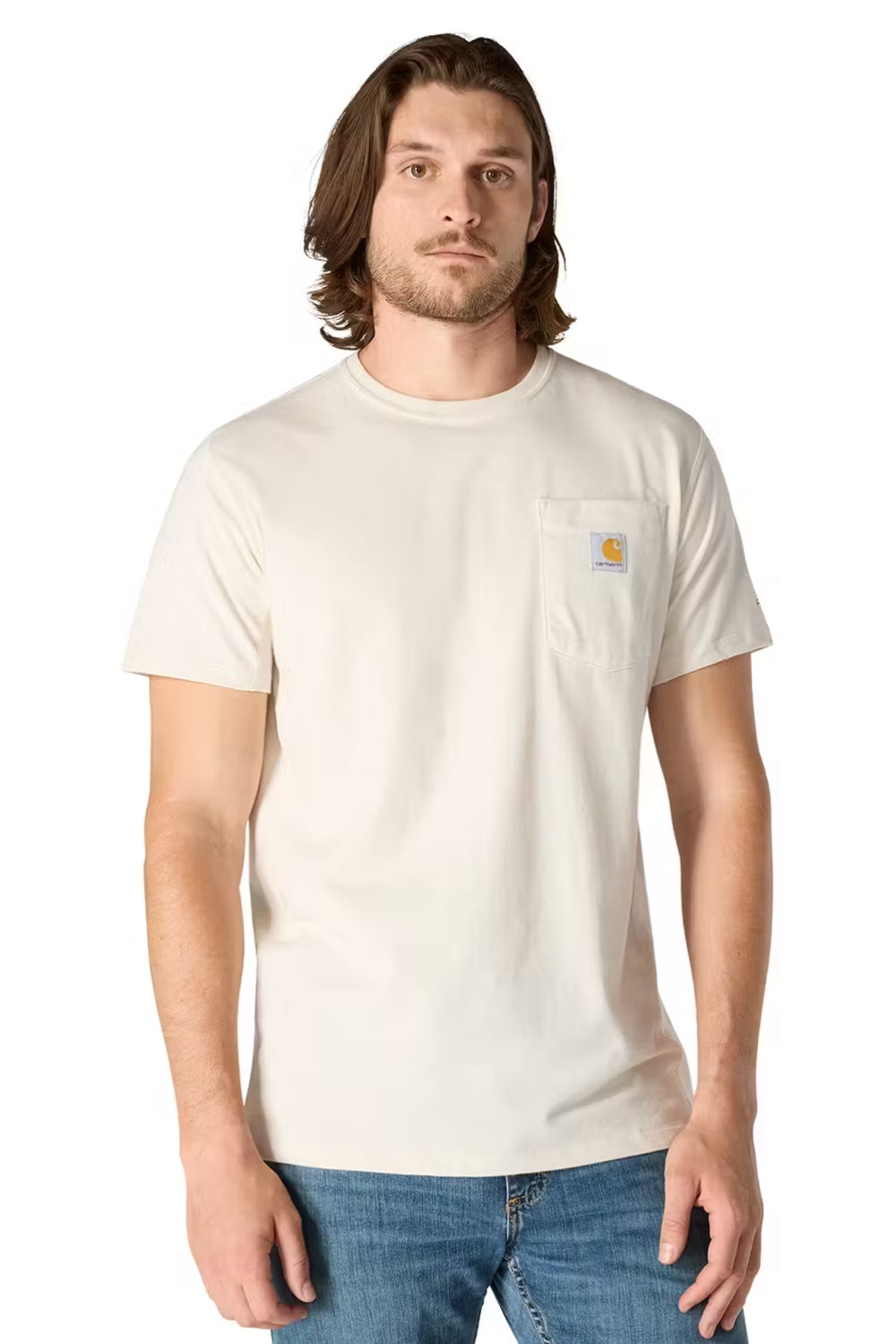 טישירט ®FORCE עם כיס ולוגו - שמנת CARHARTT