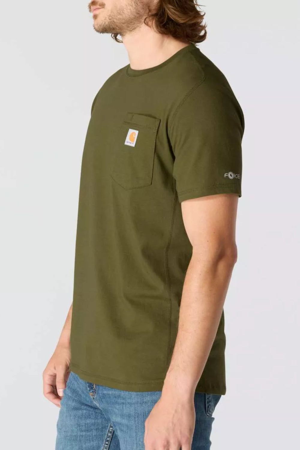 טישירט ®FORCE עם כיס ולוגו - ירוק CARHARTT