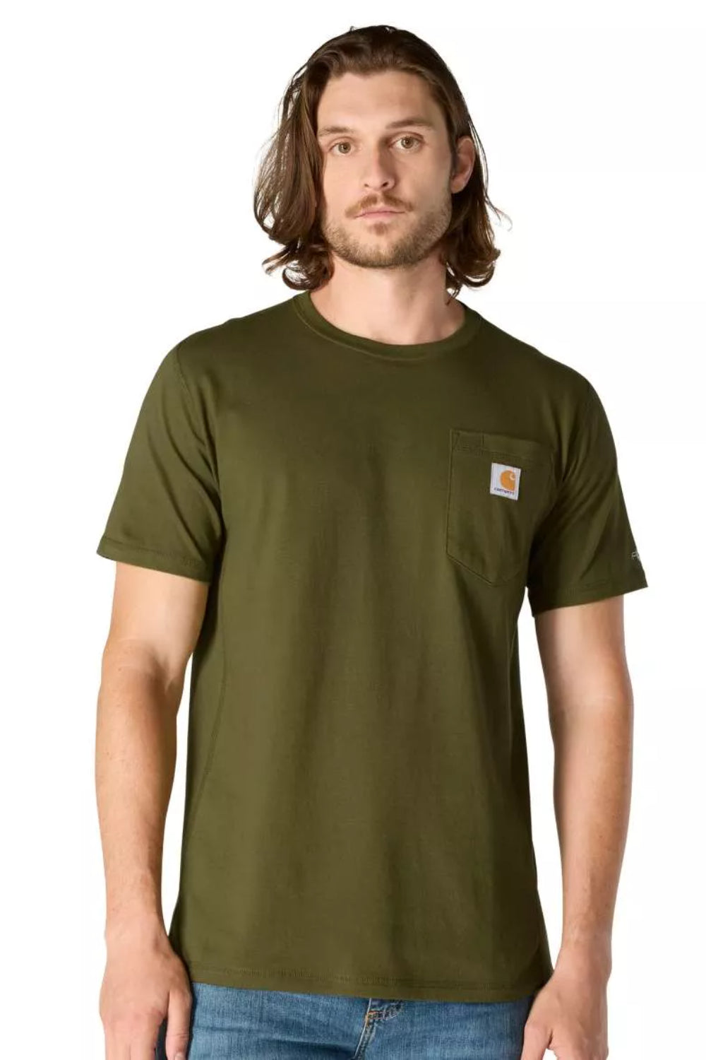 טישירט ®FORCE עם כיס ולוגו - ירוק CARHARTT
