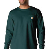 טישירט שרוול ארוך עם כיס ולוגו - ירוק CARHARTT