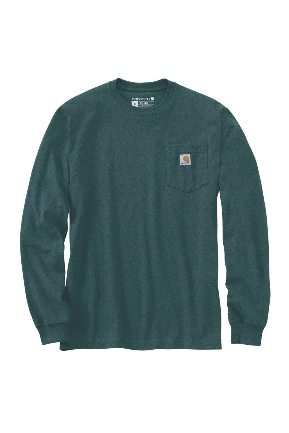 טישירט שרוול ארוך עם כיס ולוגו - ירוק CARHARTT