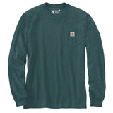 טישירט שרוול ארוך עם כיס ולוגו - ירוק CARHARTT