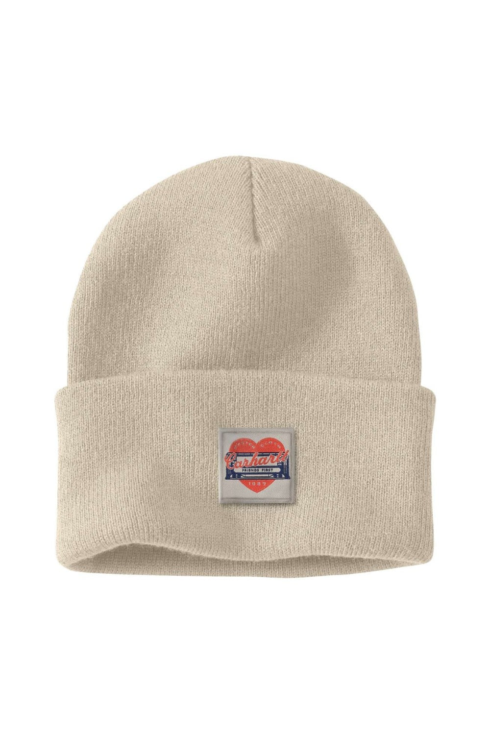 כובע גרב אקרילי סרוג עם לוגו קרון - לבן CARHARTT