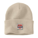 כובע גרב אקרילי סרוג עם לוגו קרון - לבן CARHARTT